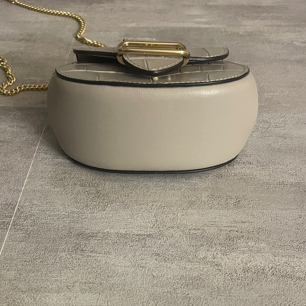 Coach Croc-Embossed Mini Saddle Bag in Light Gray with Gold Hardware - Picture 2 of 8